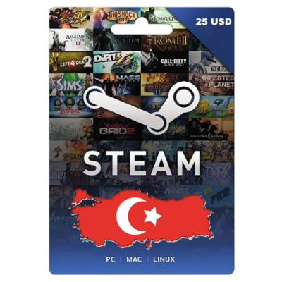 Steam Wallet 25$ USD Gift Card (Turkey)