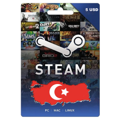 Steam Wallet 5$ USD Gift Card (Turkey)